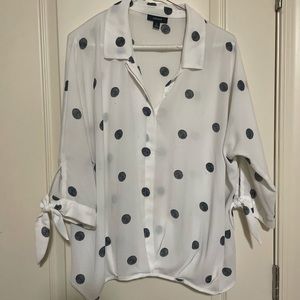 Alfani polka dot, tie sleeved blouse